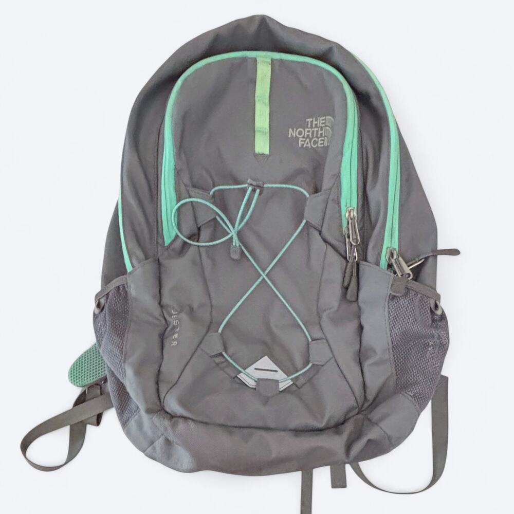 The North Face Jester Laptop Backpack Gray/Green‎ Hiking Camping Climbing
